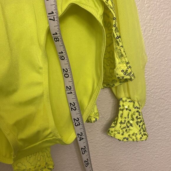 WEISSMAN Dance Costume Poet neon yellow sequin All I Am 11714 LC-large child - Picture 4 of 11